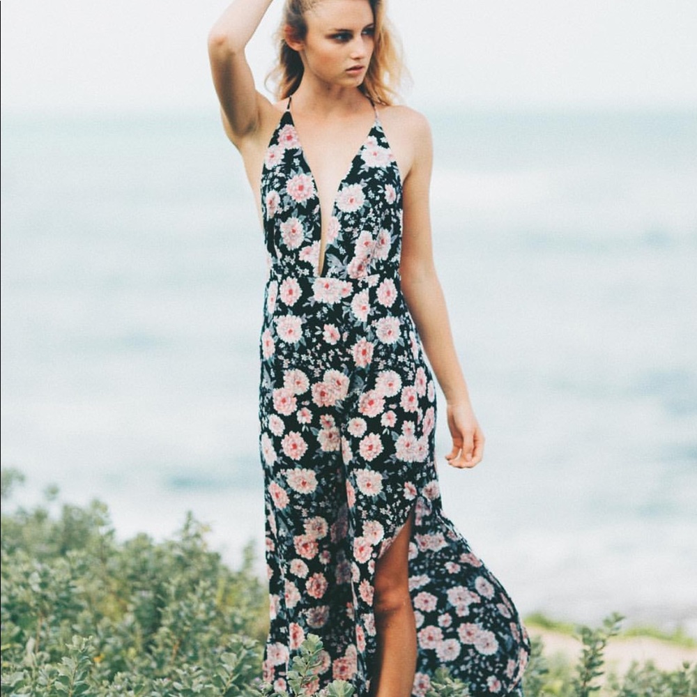 Black floral maxi dress